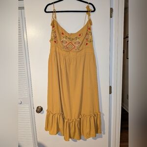 Mustard Yellow Embroidered Dress 4XL